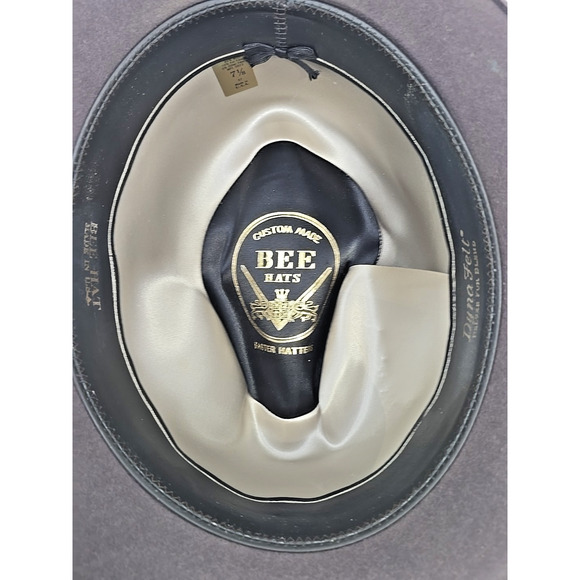 Vintage Godfather Dyna Felt Fedora Gray Hat W/ Feathers 7 1/8" Bee Hats U151 - Picture 6 of 11